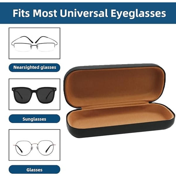 1 stk Hardcase brilleetui, soft touch PU læder brilleetui