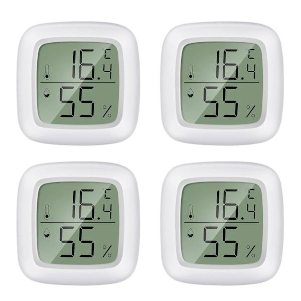 4 stk. 45x45x13mm, Hjemmeter Mini LCD Bærbar Indendørs Th