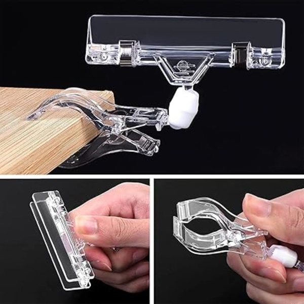 10 stk. roterende plastikclips, prismærkeholder, klar roterende prismærkeklips, butiksdisplay, prismærke displaystand, bordklemmeholder