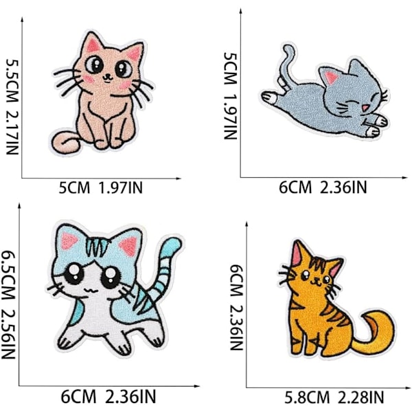 18 st Katt Stryk på Applikationer, Broderade Applikationer för DIY Jeansjackor, Kläder, Väskor, Kepsar (Katt)