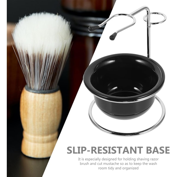 Elegant barberkostholder og skålsett i legering for slitesterkt barberkoststativ