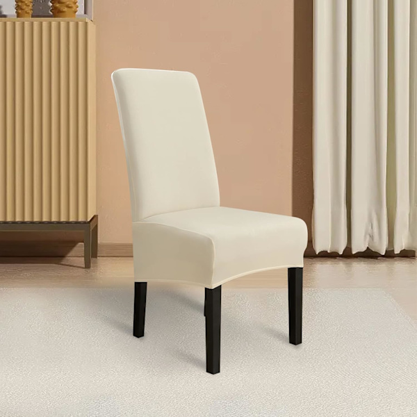(Beige) 6 kappaletta suuria ruokasalin tuolinpäällisiä, suuret tuolinpäälliset, irrotettavat, pestävät ruokasaliin