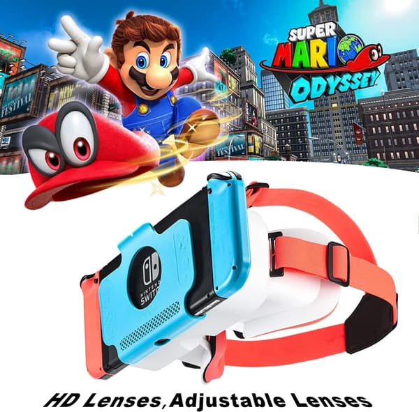 Switch 3D VR-briller for Nintendo Switch/Switch OLED, med justerbar HD-linse White and Red