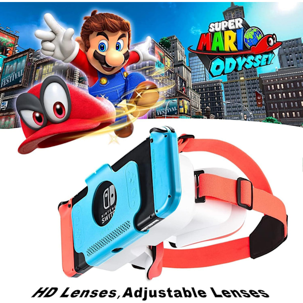 Switch 3D VR-glasögon för Nintendo Switch/Switch OLED, med justerbar grad HD-lins White and Red