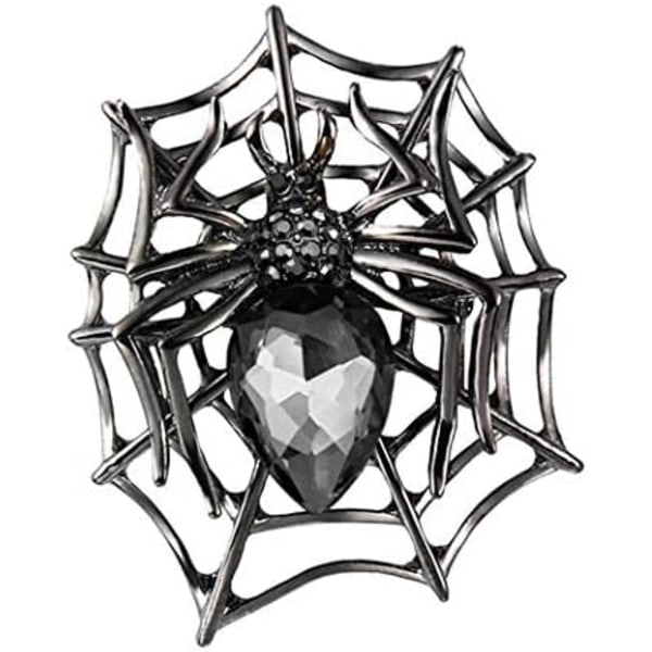 Vintage-inspirerad Österrikisk Kristall Halloween Mikro Kristall Pave Spindel Brosch Nål för Kvinnor