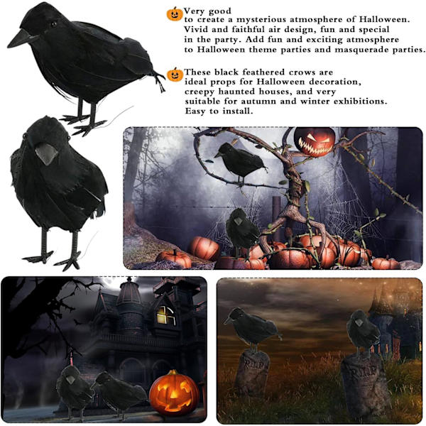 2 stk. sorte ravnepynt, Halloween ravnepynt