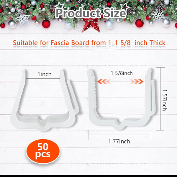 4,2×4,9×1,37 cm Plastjulklappsklipp, Fasciaklipp, Däckräcke Ljusklipp, Semesterljusklipp