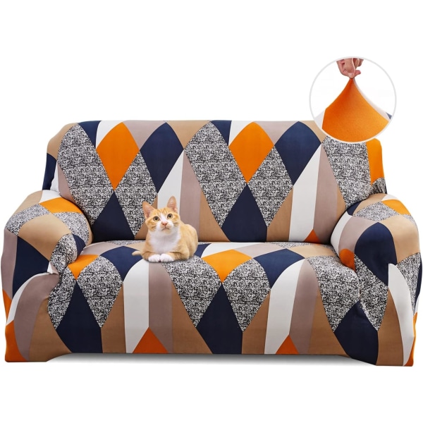 Oranssi geometrinen joustava sohvan cover 2 istuttava sohvan cover varrella