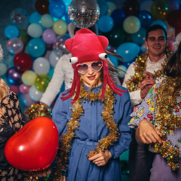 Punainen Halloween-hattu, Mustekalahattu, Hauska Pehmoeläinhattu Aikuisten
