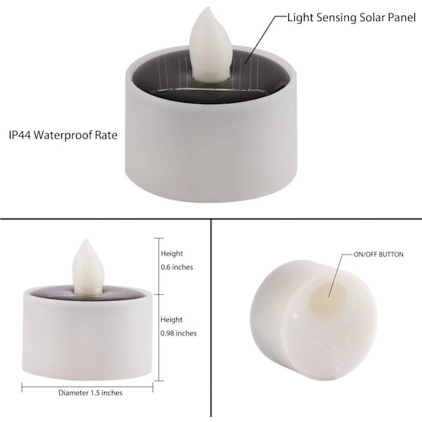 8-pak flammefri, oppladbare LED-teljus for hage, Y