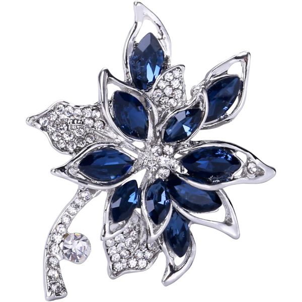 Blå Krystal Brosche Pins Fancy Vintage Stil Rhinestone Blomst Broscher Smykker Gave til Kvinder, Piger, Damer