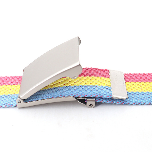(Trefargede striper) Damelerretbelte, Denim turbelte med met