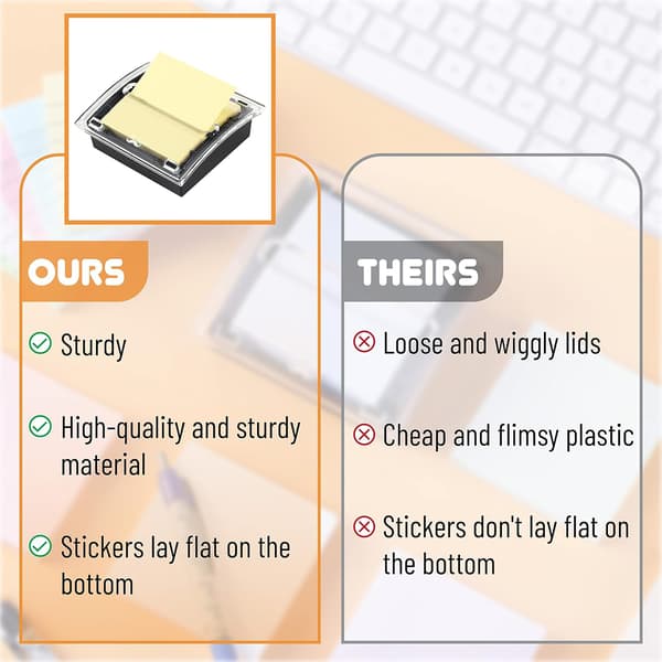Pop Up Note Dispenser, 3\" x 3\" Sort, Sticky Note Dispenser, Sticky Note Holder til Skrivebord