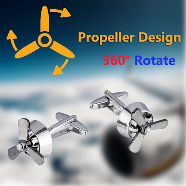 Propeller Manschettknappar Set, BagTu Flygplan Propeller Set, 2st Flygplan Fläktblad Manschettknappar med Presentask och 1st Grön