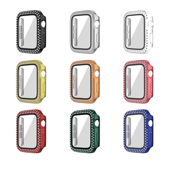 9 st Kompatibel för Apple Watch Case 42 mm för SE Series 3 2 1 Case med skärmskydd av härdat glas
