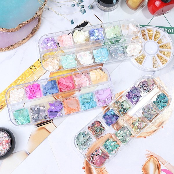 Abalone Shell Sequins for Nail Art(Style 3), Multicolor Seashell Irregular Sequins Abalone