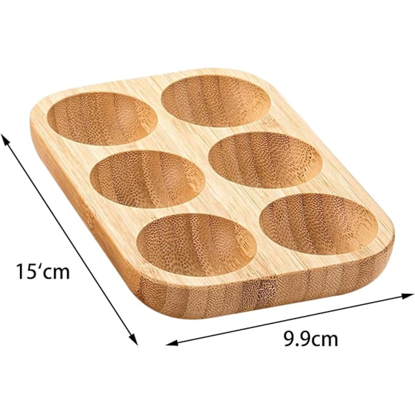 x Äggbricka i trä (15 x 9,9 x 1,9 cm), Ägglåda med 6 fack för kylskåp, Äggbricka för äggförvaring i kylskåp, Kyl, Frys, Äggbricka för kök