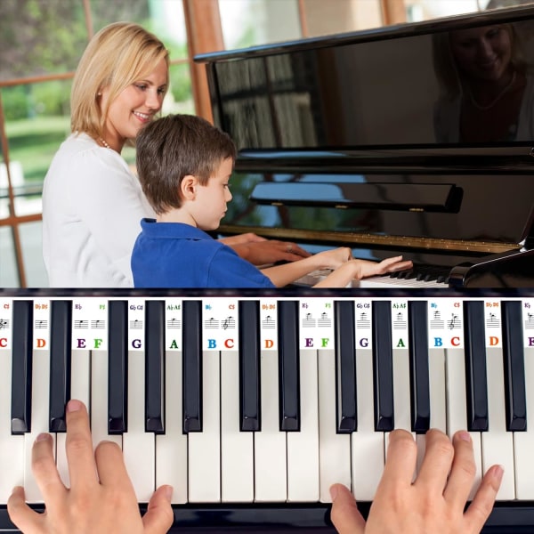 Aftagelige klaverkeyboard-klistermærker 88 tangenter i fuld størrelse klavernoteguide Ingen grund til at klæbe Colorful Reusa