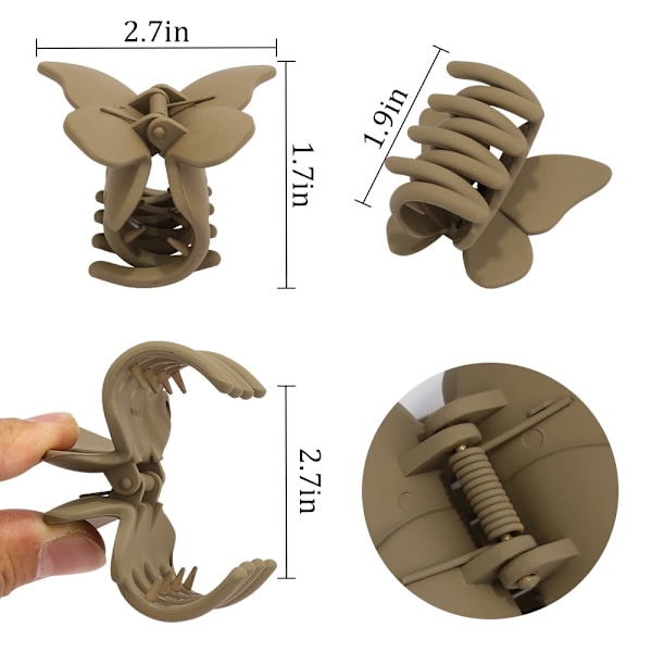 (Set A) 4 stk 2,6\" hårklips sommerfugl hårtilbehør - matte klokkeklemmer for kvinner og jenter, dress