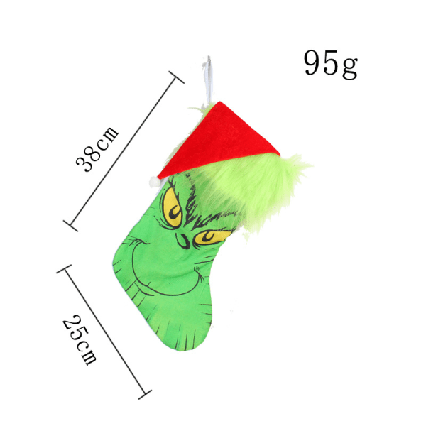 Julstrumpa Grinchs Xmas Godispåse Gåvor Strumpa Hängande Öppen Spis Strumpor Julgåva Strumpor för Chr