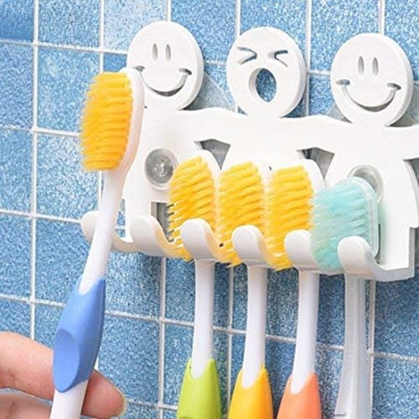st Söt Tandborsthållare med Sugpropp för Badrumsvägg Smiley Emoji Heminredning, 1, One Size