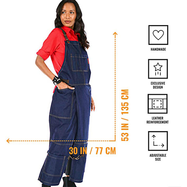 Keramiikanharmaa ristikkäisselkäinen denim-esiliina