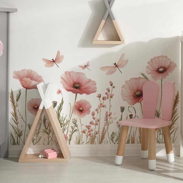 Väggdekaler Rosa Blommig Väggkonst Dekal Dekor för Sovrum Vardagsrum Kontor Heminredning