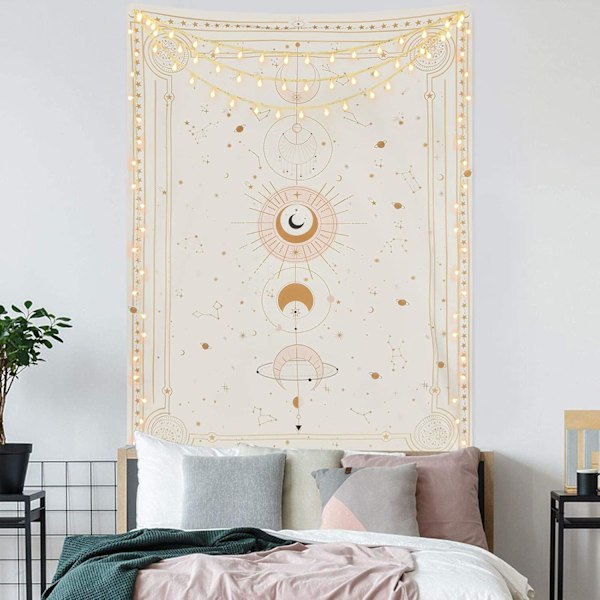 Månfas Gobeläng Väggbonad - Mystisk Konstellation Stjärnklar Himmels Tarotkort Väggbonad - Estetisk Retro Astrologi Väggkonst för Sovrum Vardagsrum