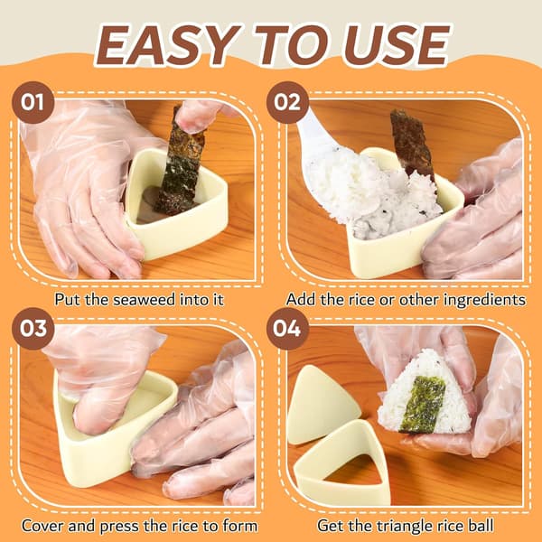 (Beige) Onigiri Form Triangel Set, 3-pack Risbollsform Sushi Maker (Stor, Medium, Liten), DIY Sushi Making Kit, Lätt att Använda