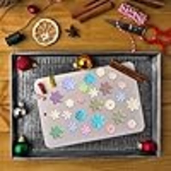 3 stycken silikonformar för marsipan, 30 hålrum 3D julsnöflinga form sockerkonst tårtdekoration cupcake dekoration hantverk