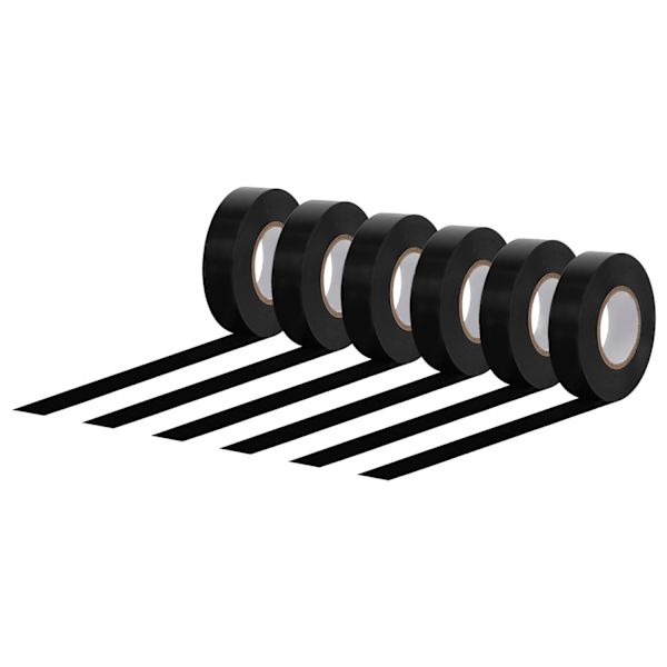 Isoleringsteip, 6-pakning, svart, 19mmx15m