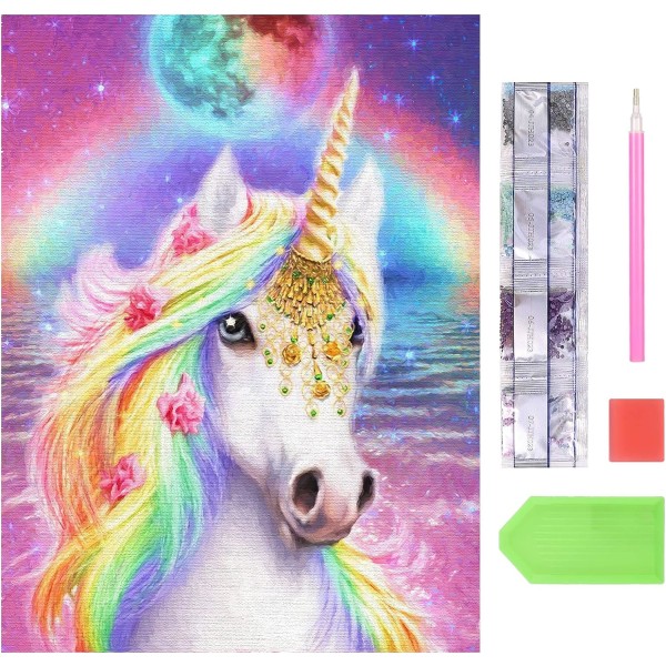 5D Diamant DIY Maleri Kits, 30x40cm Fuld Bor Unicorn Diamant