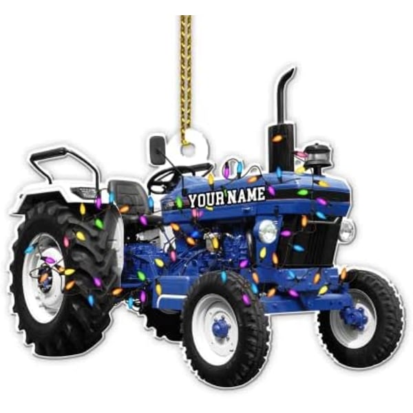 Blå Jul Traktor Prydnader Traktor Prydnader Hängande Julgran Akryl/Trä Hängande Juldekoration