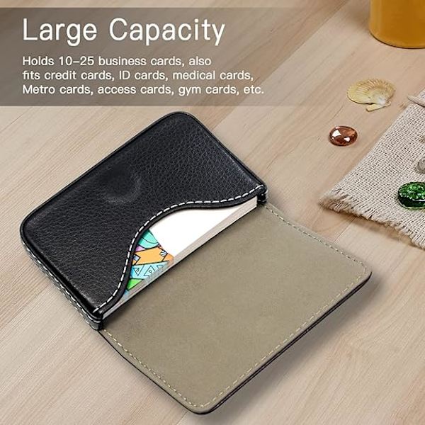 (Sort) 1 stk. Business Card Holder Luksus PU Læder, Business Card Holder Wallet Kreditkort ID Box/H