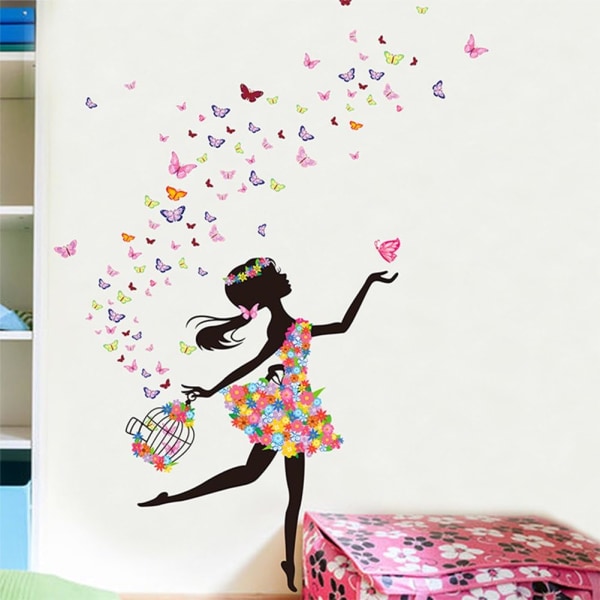 Romantique Dansant Fille Fleur Fée Papillon Amovible Stickers M