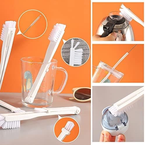 25 cm Multifunktionell Flaskborste - 3-pack Flaskor och Sugrör Penslar, Springborste, för Hem, Kök och Badrum