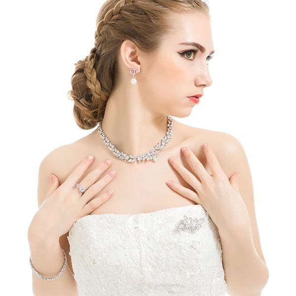 Cubic Zirconia Krystall Rhinestone Bryllupsbrosje Nål For Kvinner Bruder Smykker