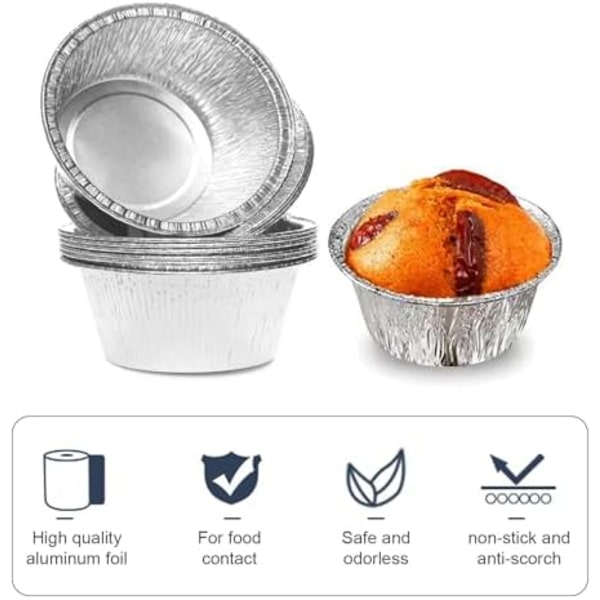 50-pack engångs aluminiumformar, 300 ml, runda engångsformar för mat