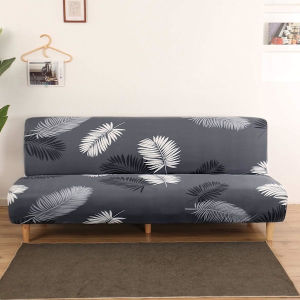 st Armlös Sofföverdrag 3-sits Stretch Sofföverdrag Heltäckande Fällbar Soffskydd, Universal Halkfri Soffhandduk 190-220cm (Lövtryck)