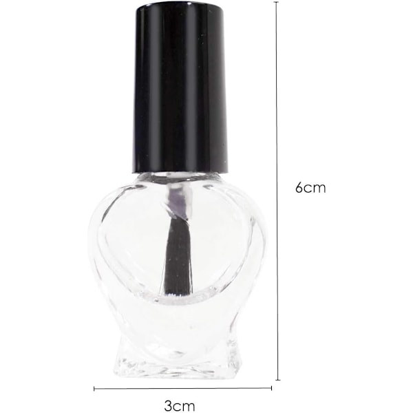 6x Tomma hjärtformade nagellacksflaskor