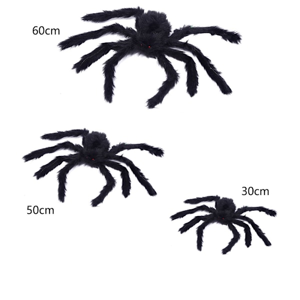 3 mustaa hämähäkkiä Halloween-koristeet - Karvaiset pörröiset plyysihämähäkit - Ulkojuhlat - Pilat aikuisille