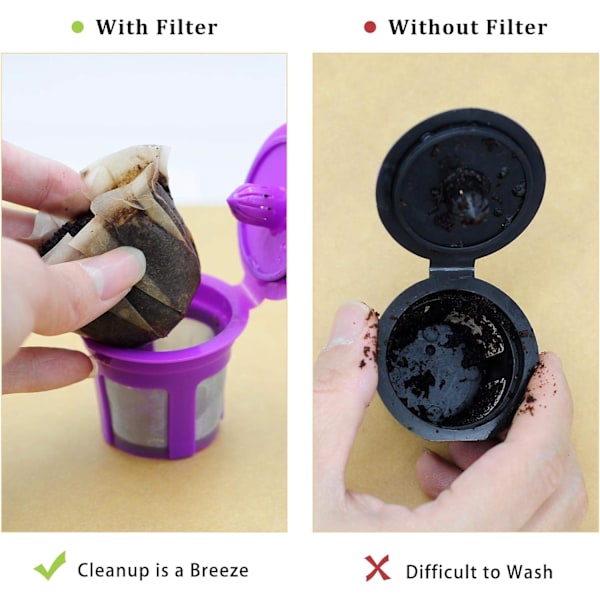 200 pakke engangs kaffefiltre i papir for Keurig Single Serve 1.0 og 2.0 kaffemaskiner, kompatible