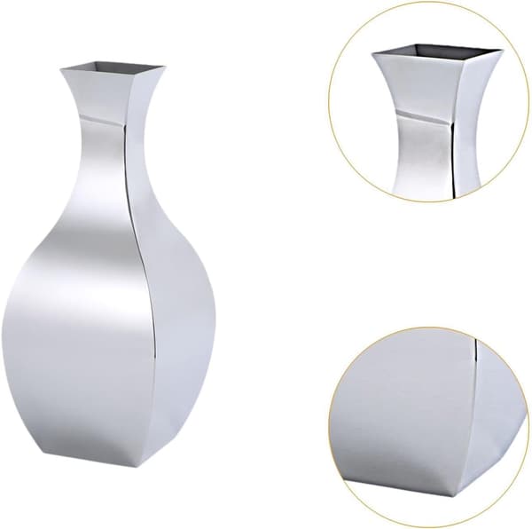 Poleret vase i rustfrit stål, højde 27,5 cm, elegant midtpunkt.
