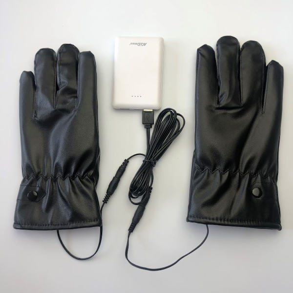 Läderhandskar med USB-värme för män och kvinnor, vinteruppvärmda vantar