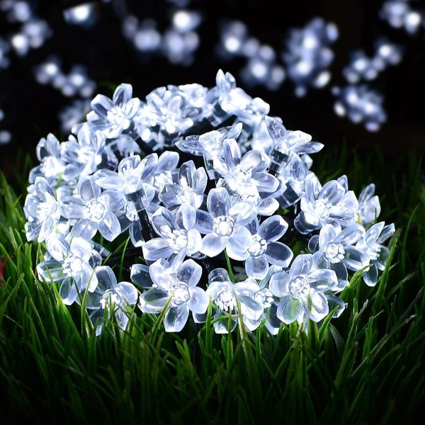 50LED Solar String Lights Cherry Blossom Fairy String 50LED 8 Modes Waterproof Outdoor Garden Christ