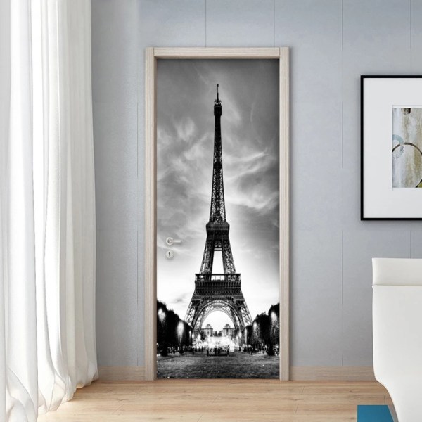 77x200 cm dørklistremerke Trompe l'oeil-effekt 3D-bakgrunn (stil 5)