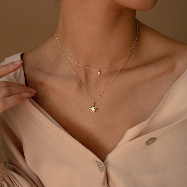 Diamanthalskæder til kvinder, Fint 14k Guld Choker Halskæde Simpel Forgyldt Smykker Halskæder til Kvinder Trendy Gave