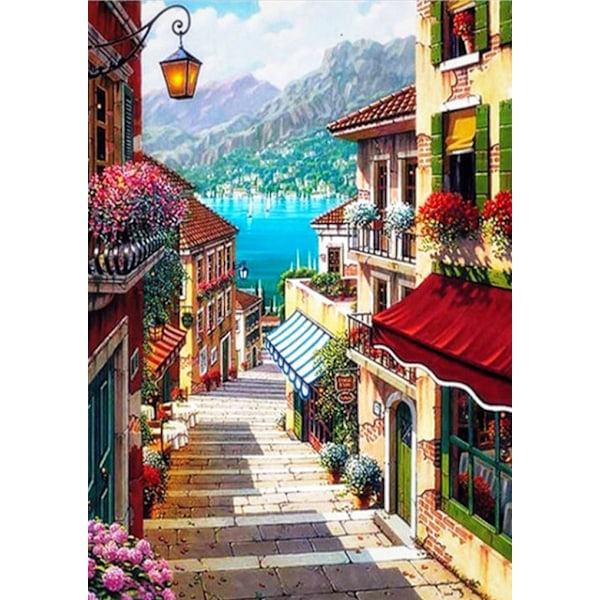 30x40 cm 7D DIY Full Diamond Painting, Landskap vattenfall varg