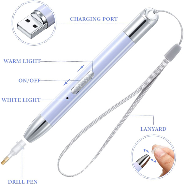 (Violetti) 28 kpl Rhinestone-taidetarvikkeet, mukaan lukien LED USB Rec