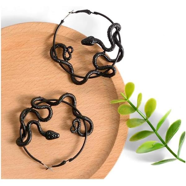 Svarta gotiska smycken Medusa orm hoops örhängen orm cirkel örhängen kvinnor